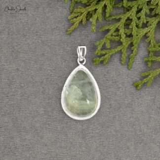 Solitaire Pear Drop Pendant In 925 Sterling Silver Aquamarine Gemstone Pendant