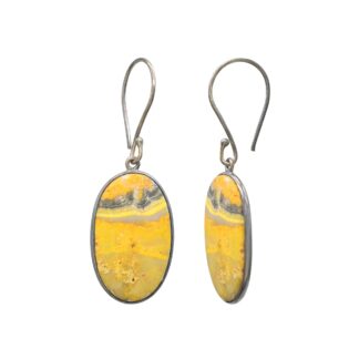 Gemstone Dangle Earrings In 925 Silver Bumblebee Jasper High Polish Earrings