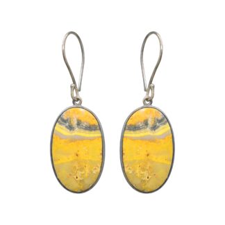 Gemstone Dangle Earrings In 925 Silver Bumblebee Jasper High Polish Earrings