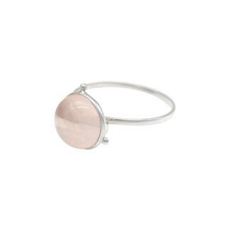 Single Gemstone Ring In 925 Sterling Silver Round Rose Quartz Solitaire Women Rings