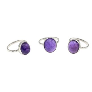 Solitaire Sterling Silver Ring With 5.43 Ct Oval Amethyst February Birthstone Rings