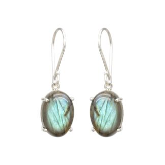 Oval Single Stone Earrings With 13.8 Ct Labradorite Wire Set In 925 Silver Jewelry