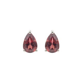 High Polish 925 Solid Silver Red Garnet 6x4mm Pear Cut Handmade Stud Earrings