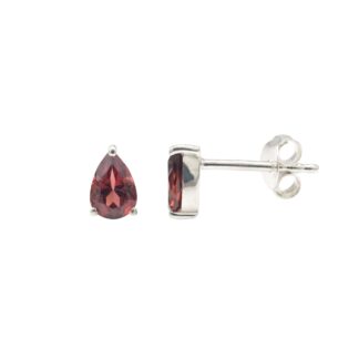 High Polish 925 Solid Silver Red Garnet 6x4mm Pear Cut Handmade Stud Earrings
