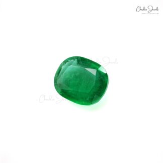 13.70×10.80×5.50 mm Natural Emerald Cushion Cut Faceted Fine Gemstone for Earrings, 1 Piece