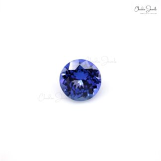 Certified Blue Tanzanite Round Cut 8.6mm Loose Gemstone For Jewelry Making, 1 Piece