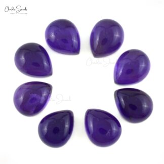 Natural Amethyst Pear Cabochon 10x8mm Loose Gemstones Lot For Jewelry Making, 8 Piece