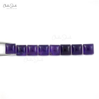 Square Cabochon 8mm Amethyst Semi Precious Loose Gemstone For Sale, 8 Piece