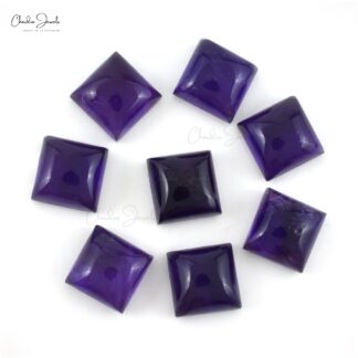 Square Cabochon 8mm Amethyst Semi Precious Loose Gemstone For Sale, 8 Piece