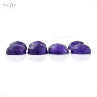 Natural Loose Gemstone Amethyst 10×8 Oval Rose Cut Stone for Necklace, 8 Piece