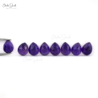 African Loose Stone 10x8mm Pear Cut Amethyst Faceted Gemstone for Sale, 8 Piece