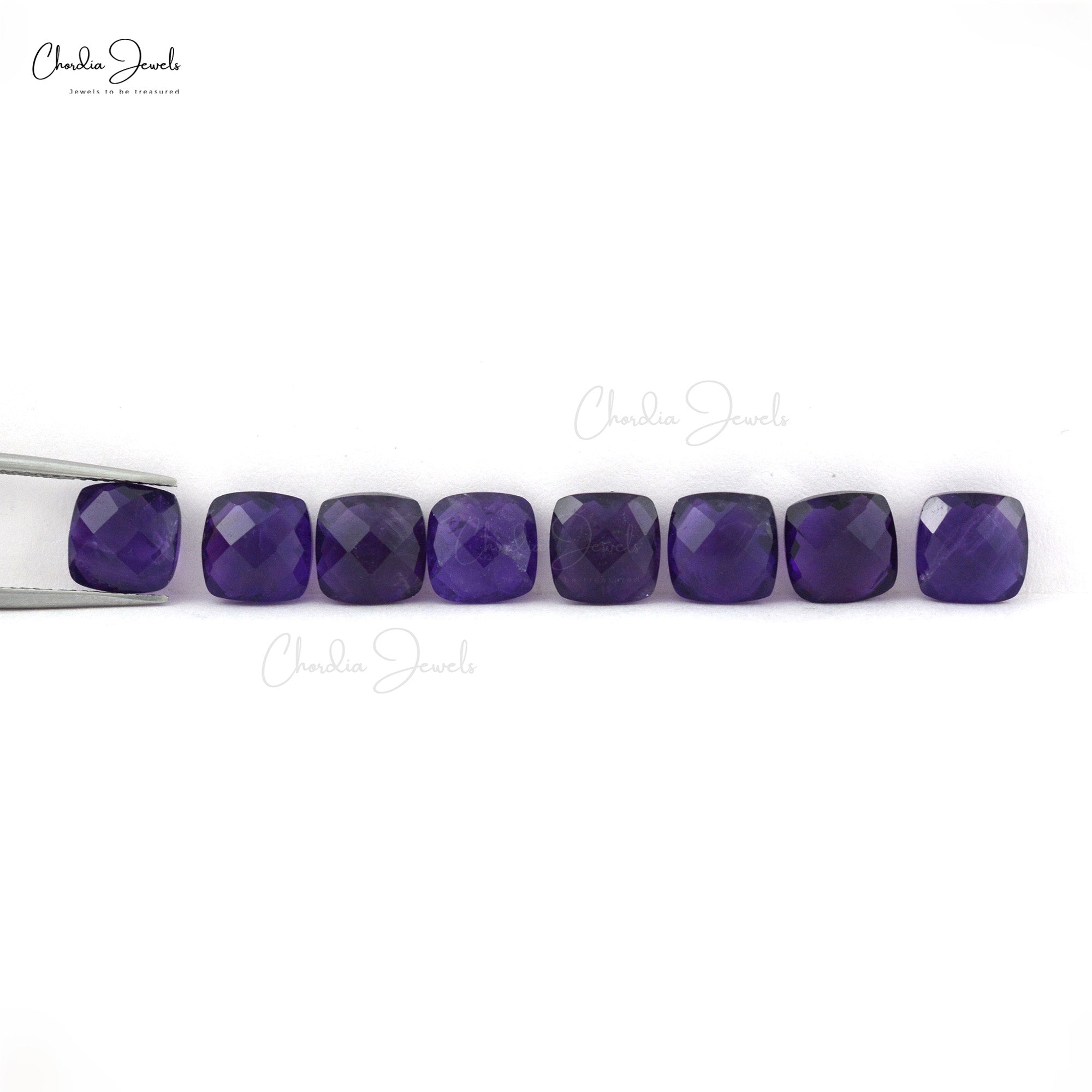 Natural African Amethyst 8mm Cushion Briolette Loose Gemstone For Jewelry Making, 8 Piece