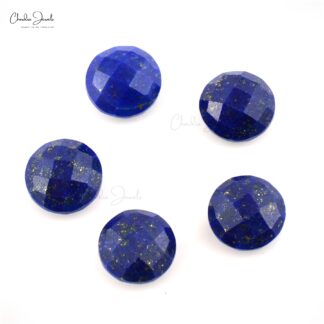 Natural Lapis Lazuli 8mm Round Both Side Faceted Gemstone for Making Ring, 5 Piece