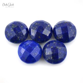Natural Lapis Lazuli 8mm Round Both Side Faceted Gemstone for Making Ring, 5 Piece