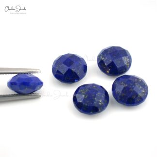 Natural Lapis Lazuli 8mm Round Both Side Faceted Gemstone for Making Ring, 5 Piece