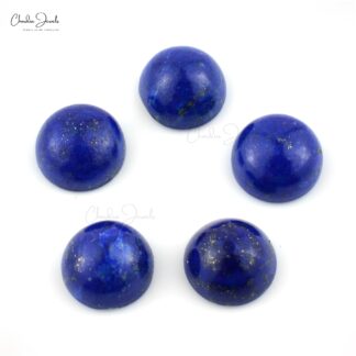 Round Cabochon 9mm Semi Lapis Lazuli Loose Stone For Sale, 5 Piece
