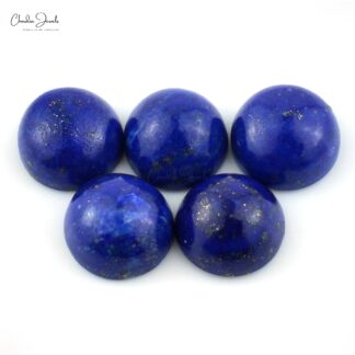 Round Cabochon 9mm Semi Lapis Lazuli Loose Stone For Sale, 5 Piece