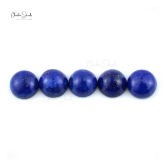 Round Cabochon 9mm Semi Lapis Lazuli Loose Stone For Sale, 5 Piece