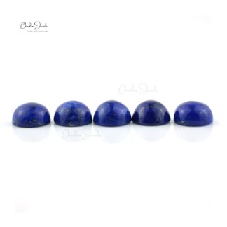 Round Cabochon 9mm Semi Lapis Lazuli Loose Stone For Sale, 5 Piece