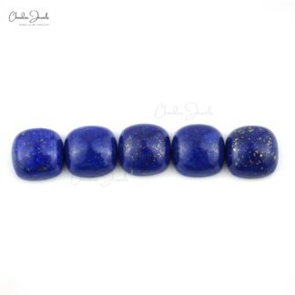Semi Precious Square Cabochon 17.18 Carat Lapis Lazuli Loose Gemstone, 5 Piece