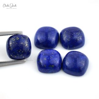 Semi Precious Square Cabochon 17.18 Carat Lapis Lazuli Loose Gemstone, 5 Piece