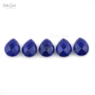 Semi Precious Lapis Lazuli 10x8mm Pear Both Side Faceted Loose Stone For Sale, 5 Piece