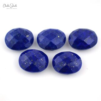Natural Faceted Oval Briolette 14.07 Ct Lapis Lazuli Loose Gemstone For Jewelry, 5 Piece