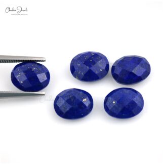 Natural Faceted Oval Briolette 14.07 Ct Lapis Lazuli Loose Gemstone For Jewelry, 5 Piece