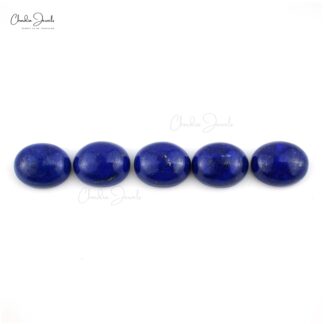 Oval Cabochon Loose Stone 10x8mm Lapis Lazuli Gemstone Lot For Jewelry, 5 Piece