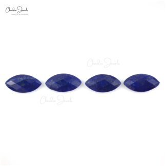 Natural Lapis Lazuli Rose Cut Marquise 12x6mm Loose Stones Lot For Jewelry Making, 4 Piece