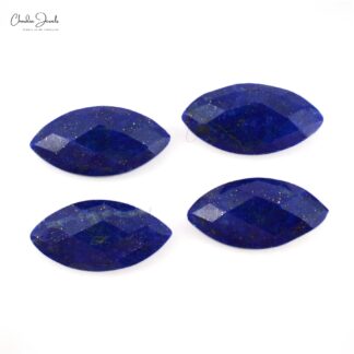 Natural Lapis Lazuli Rose Cut Marquise 12x6mm Loose Stones Lot For Jewelry Making, 4 Piece