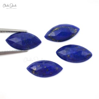 Marquise Rose Cut Gemstone 12x6mm Lapis Lazuli Loose Stone Lot, 6 Piece