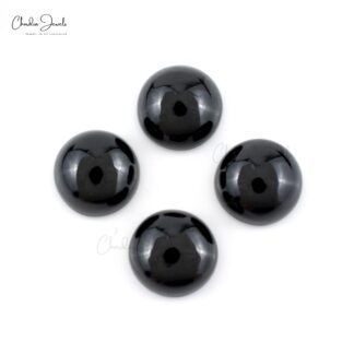 Natural Black Spinel Round Cabochon 8mm Loose Gemstone Lot For Jewelry, 4 Piece