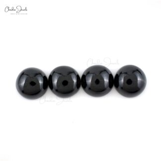 Natural Black Spinel Round Cabochon 8mm Loose Gemstone Lot For Jewelry, 4 Piece