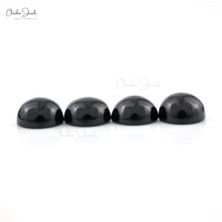 Natural Black Spinel Round Cabochon 8mm Loose Gemstone Lot For Jewelry, 4 Piece