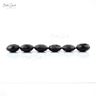 Natural Loose Gemstone Black Spinel 8mm Round Briolette Stone for Necklace, 6 Piece