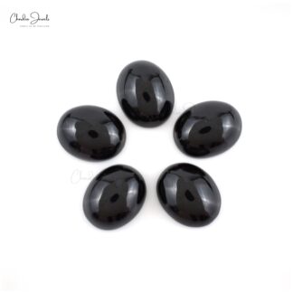 Oval Cabochon 17.86 Ct Black Spinel Semi Precious Loose Gemstone For Sale, 5 Piece
