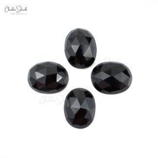 Genuine Loose Stone 10x8mm Oval Rose Cut Black Spinel Gemstone for Sale, 4 Piece