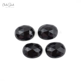 Genuine Loose Stone 10x8mm Oval Rose Cut Black Spinel Gemstone for Sale, 4 Piece