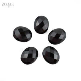 AAA Black Spinel 10x8mm Oval Briolette Gemstone Lot For Jewelry Making, 5 Piece