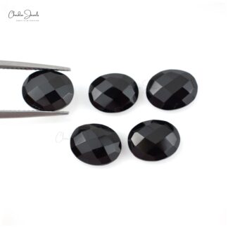AAA Black Spinel 10x8mm Oval Briolette Gemstone Lot For Jewelry Making, 5 Piece