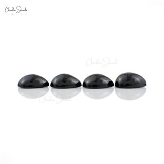 Semi Precious Black Spinel Pear 10x8mm Loose Cabochon Wholesale Stone Lot, 4 Piece