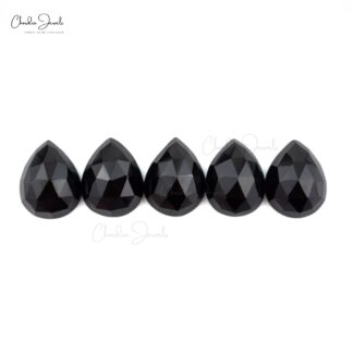 Natural Black Spinel Pear Cut 17 Ct Loose Semi Gemstone Lot For Sale, 5 Piece