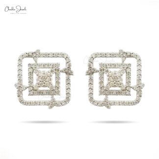 Dainty Diamond Stud Earring In 18k White Gold Diamond Certified Minimalist Earrings