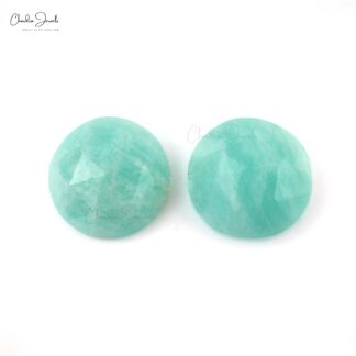 Round Rose Cut 8mm Amazonite Semi Precious Loose Gemstone Pair, 2 Piece