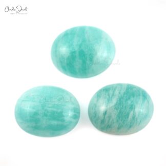 Loose Oval Cabochon 8.37 Ct Amazonite Semi Precious Gemstone For Sale, 3 Piece