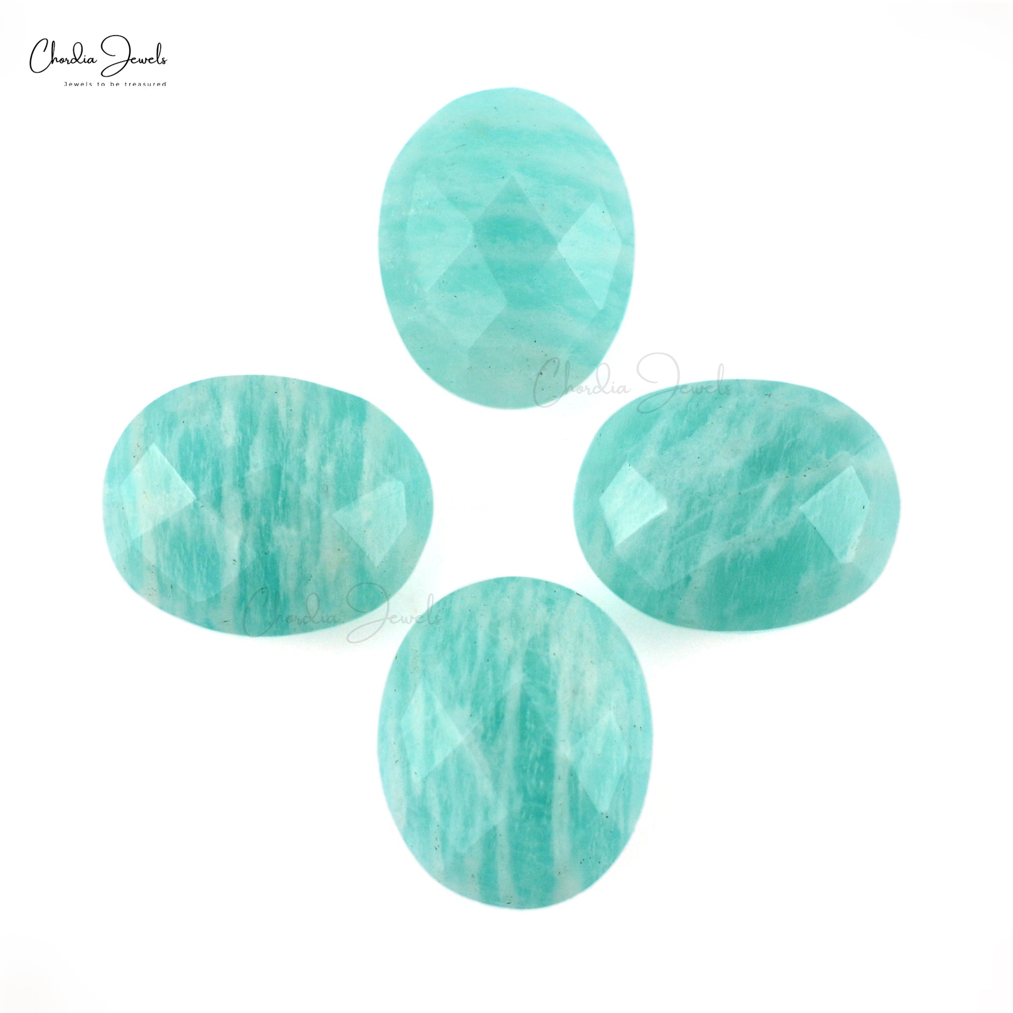 Genuine Amazonite 10x8mm Oval Briolette Loose Gemstone for Sale, 4 Piece