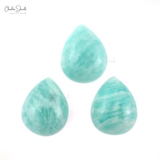 Natural Gemstone 10x8mm Amazonite Pear Cabochon Loose Stone for Jewelry, 3 piece