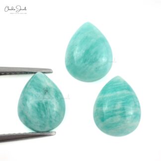 Natural Gemstone 10x8mm Amazonite Pear Cabochon Loose Stone for Jewelry, 3 piece