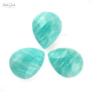 Pear Briolette 10x8mm Amazonite Gemstone Faceted Loose Stone for Pendant, 1 Piece